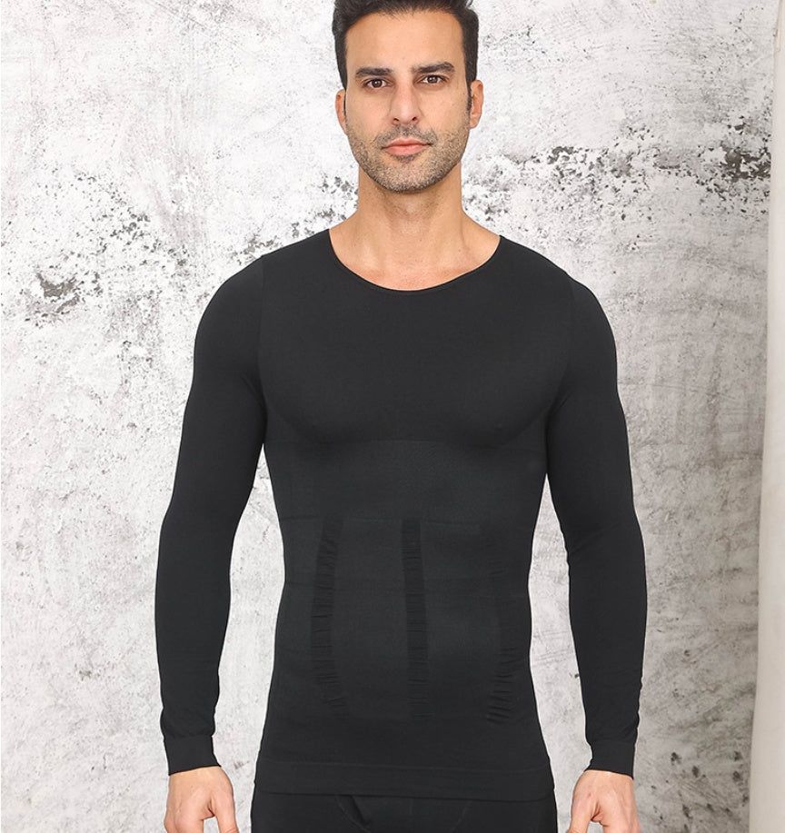 Mens Tummy-Control Shapewear Body-Shaping Sports Compression Shirt